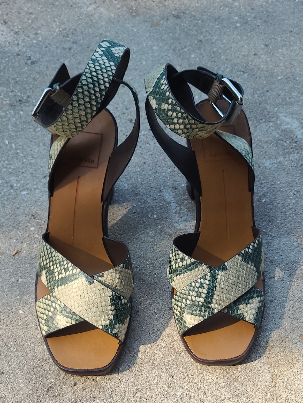 Dolce Vita Snake-Print Ankle Strap Sandals - Green Size 6